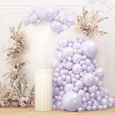 108Pcs Pearl Purple Stuffed Balloons Different Size, 18/12/10/5 inch Lilac Lavender Balloons Garland Arch kit for Birthday Baby Shower Wedding Party Decoration