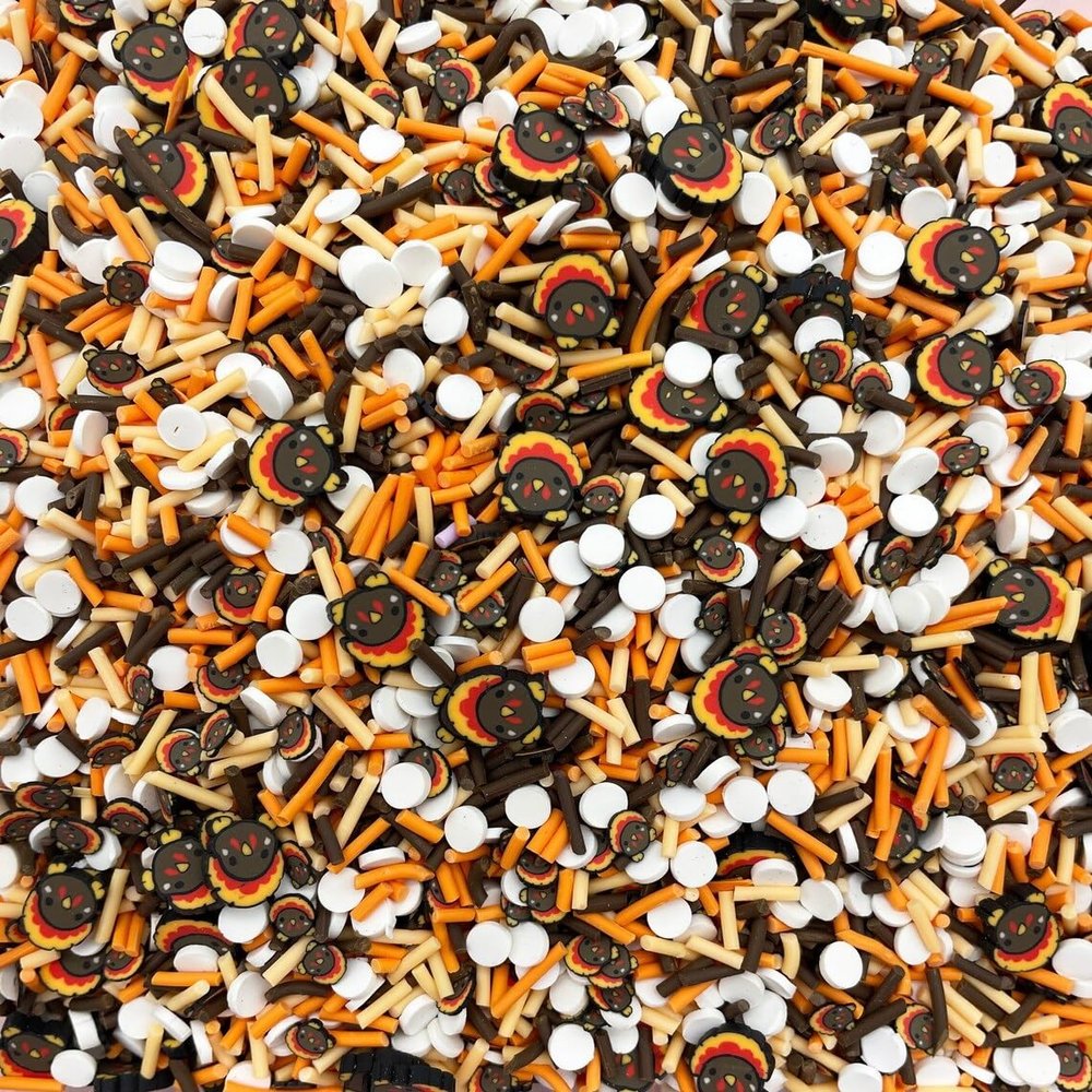 Turkey Time Thanksgiving Sprinkle Mix, Fall Polymer Clay Fake Sprinkles for Crafts & Decor - NON EDIBLE (30 gram bag)