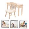 Vaguelly 1set Miniature Wooden Desk Chair and Table for Dollhouse Decor Furniture Models for Mini House Accessories for Creative view 4