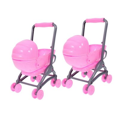 Abaodam 2pcs Movable Doll Stroller Toy Realistic Miniature Boy Girl Stroller for Role Play for Toddlers and Young Boy Girl Lightweight and Compact Design