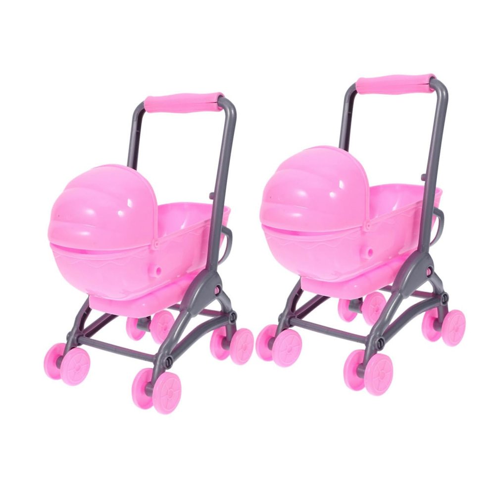 Abaodam 2pcs Movable Doll Stroller Toy Realistic Miniature Boy Girl Stroller for Role Play for Toddlers and Young Boy Girl Lightweight and Compact Design