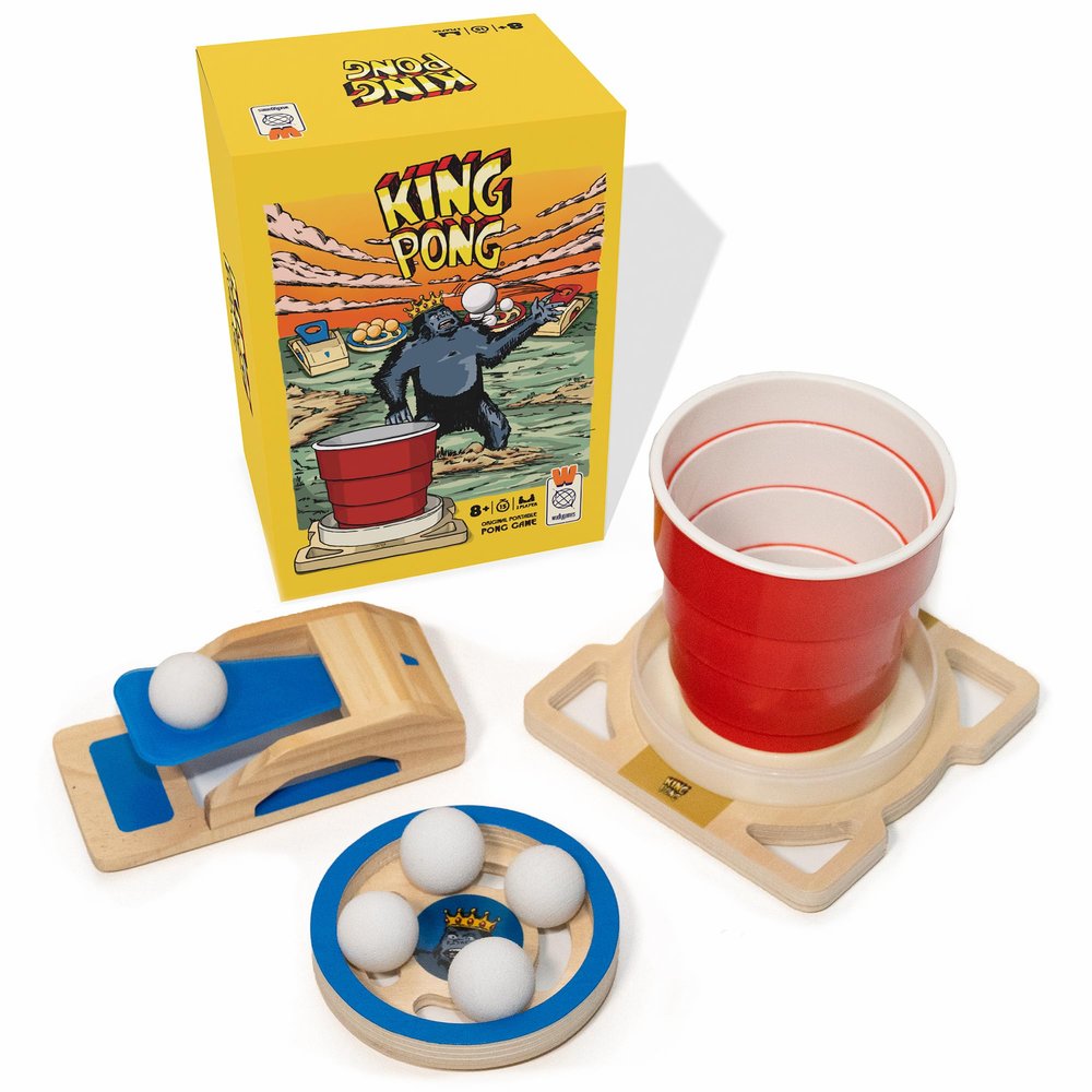 King Pong Original Shot-Making Tabletop Game for Kids, Teens & Adults | 1-4 Players | Skill-Based Gameplay | Many Ways to Play | Competitive Friends & Family Game