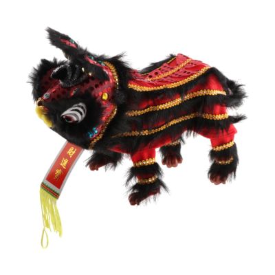 FytStycale Hand Puppet with Strings and Rod, Asian Figurine Puppet Souvenir Handmade for Adults Lion Dance Lovers Multicultural Projects, Red Black