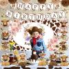 19pcs Highland Cow Birthday Party Decorations for Girls Women Boho Highland Cow Party Supplies with Floral Cows Print Happy Birthday Banner Hanging Swirls Tissue Paper Pom Poms Honeycomb Table Decor view 3