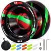 X7 Responsive Yoyo for Kids, Professional Trick Yoyo with KK Bearing, Bearing Removal Tools, Bag, 10 Yo-yo Strings (Black Green Red) view 1