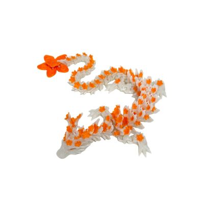 3D Printed Luminous Cherry Blossom Dragon Model, Cool hinged Luminous Cherry Blossom Dragon Statue 11 inches with Movable Joints, Suitable for Birthday Desktop Decoration Gifts (Orange)