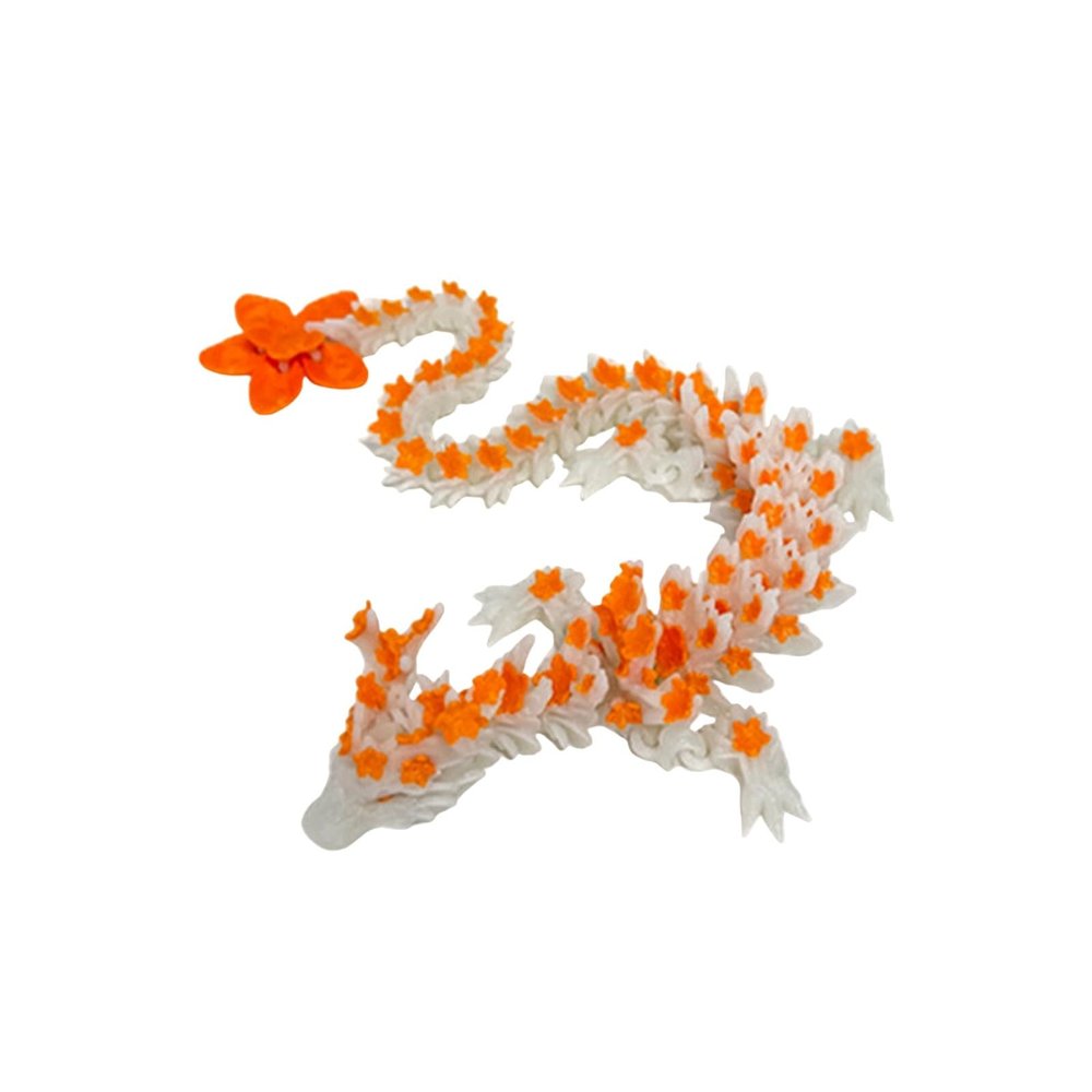3D Printed Luminous Cherry Blossom Dragon Model, Cool hinged Luminous Cherry Blossom Dragon Statue 11 inches with Movable Joints, Suitable for Birthday Desktop Decoration Gifts (Orange)