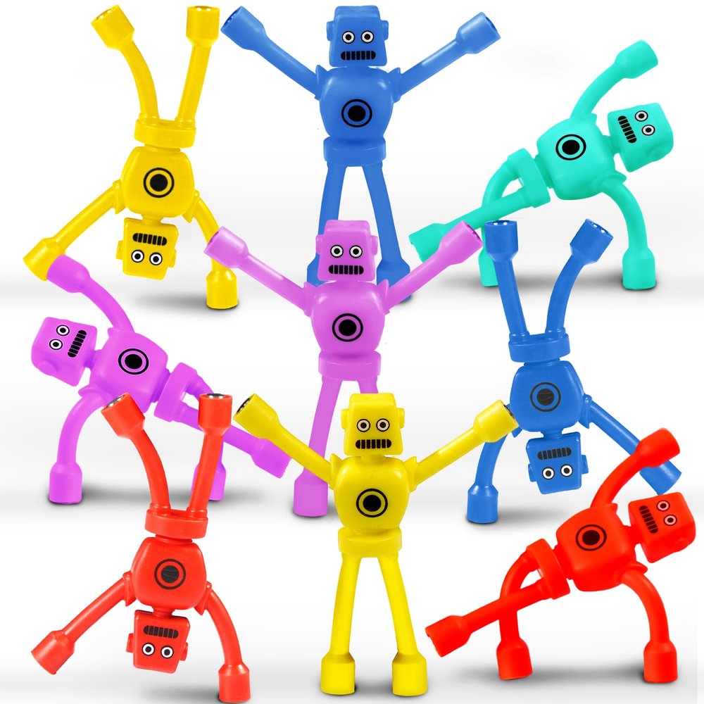 Easter Basket Stuffers for Kids Toddlers Boys 10PC Magnetic Robot Men Travel Toys Airplane Road Trip Car Travel Activities Essential Magnet Fidget Toy for Boy 3 4 5 6 Year Old Valentines Day Gifts