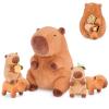 5-in-1 Sitting Capybara Stuffed Animals with Babies Inside, 5PC Set Capybara Plush with Mommy & 4 Babies, Soft Pillow Decor, Cute 3 to 8 Year Old Girl Boy Gifts, Imaginative Play Toy(Capibara) view 1