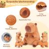 5-in-1 Sitting Capybara Stuffed Animals with Babies Inside, 5PC Set Capybara Plush with Mommy & 4 Babies, Soft Pillow Decor, Cute 3 to 8 Year Old Girl Boy Gifts, Imaginative Play Toy(Capibara) view 3
