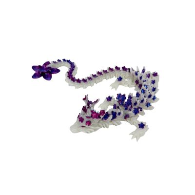 3D Printed Luminous Cherry Blossom Dragon Model, Cool hinged Luminous Cherry Blossom Dragon Statue 11 inches with Movable Joints, Suitable for Birthday Desktop Decoration Gifts (Purple)