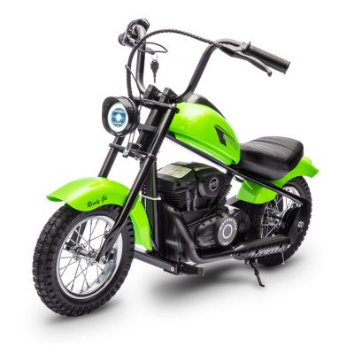 24V Electric Dirt Bike, Electric Motorcycle for Kids 2 Speed Max Up to 14 Mph & 60 Minutes Continuous Motorbike with Led Lights, Leather Seat, Handbrake for Big Kids Teen