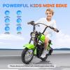 24V Electric Dirt Bike, Electric Motorcycle for Kids 2 Speed Max Up to 14 Mph & 60 Minutes Continuous Motorbike with Led Lights, Leather Seat, Handbrake for Big Kids Teen view 2