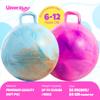 Upper Rider 2 Pcs 20 Inch Hopper Ball for Kids 6-12, Bouncy Balls with Handle for Toddlers, Inflatable Hippity Hop Jumping Balls, Sit On Hopping Toys with Pump for Girls Boys, Blue Pink view 2