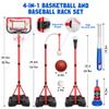 4 in 1 Kids Basketball Hoop and T-Ball Set - Adjustable Hanging T-Ball Stand with Automatic Pitching Machine, Indoor Outdoor Sports Toys, Christmas Birthday Gifts for Boys Girls Ages 3-8 view 3