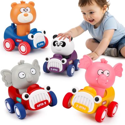 AugToy Press and Go Toy Cars for Toddlers 1-3 Push Go Animal Racing Baby Cars Toys Infant 6-12-18 Months Toys for 1 Year Old Boy Girl First Birthday Gifts for One Two 2 Year Old Toddler Toys 1-2 2-3