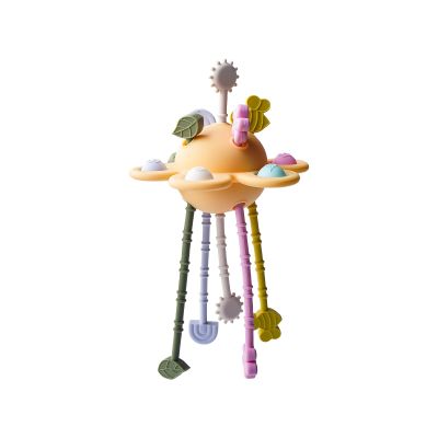 Food Grade Silicone Pull String Baby Toy, Montessori Pull String Sensory Toy for 18 Months Babies Teething Toys,Toddler Fidget Toys Birthday Gift for Infant/Toddler(Yellow)