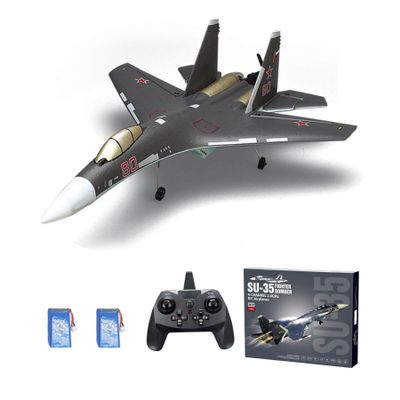 XMFHANG 4CH RC Jet Fighter, Su35 RC Plane for Beginners, 2.4Ghz Remote Control Airplane for Adults, Fighter Warplane with 6 Axis Gyro Stabilizer, 3D/6G Fly Mode, 2 Batteries, Easy to Fly