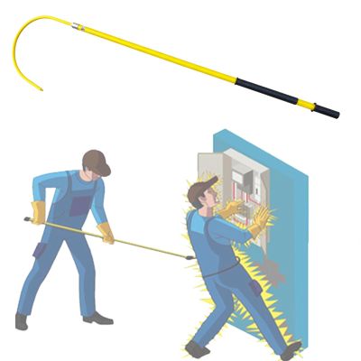 High Voltage Insulated Rescue Hook 3.3Ft 4.9Ft 6.6Ft 9.8Feet Insulated Electrical Rescue Hook, Anti Electric Shock Rescue Pole/Safety Electrical Personal Rescue Stick, High Voltage Insulated Security