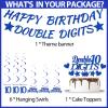 10th Birthday Decorations Boys Banner - 9 Pcs Blue Banners Swirls Cake Topper Happy Birthday Double Digits Party Supplies for 10 Year Old Bday Party Cheers To Ten Party Sign Decor view 2