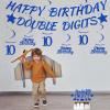 10th Birthday Decorations Boys Banner - 9 Pcs Blue Banners Swirls Cake Topper Happy Birthday Double Digits Party Supplies for 10 Year Old Bday Party Cheers To Ten Party Sign Decor view 4