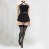 1/6 Scale Female Clothes, Black Halter & Skirt Set Outfit for 12'' Female Action Figure, Cross Neck Black Halter Tops Doll Costume with Pleated Skirt & Stocking Clothing Accessories view 1