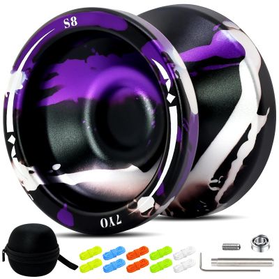 7YO S8 Yoyo Professional for Kids 8-12, Dual Function YoYo with Case, 10 Strings, KK Bearing, Bearing Removal (Purple Silver)