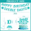 10th Birthday Decorations Banner Girls - 9 Pcs Teal Blue Banners Swirls Cake Topper Happy Birthday Double Digits Party Supplies For 10 Year Old Bday Party Cheers To Ten Party Sign Decor view 3