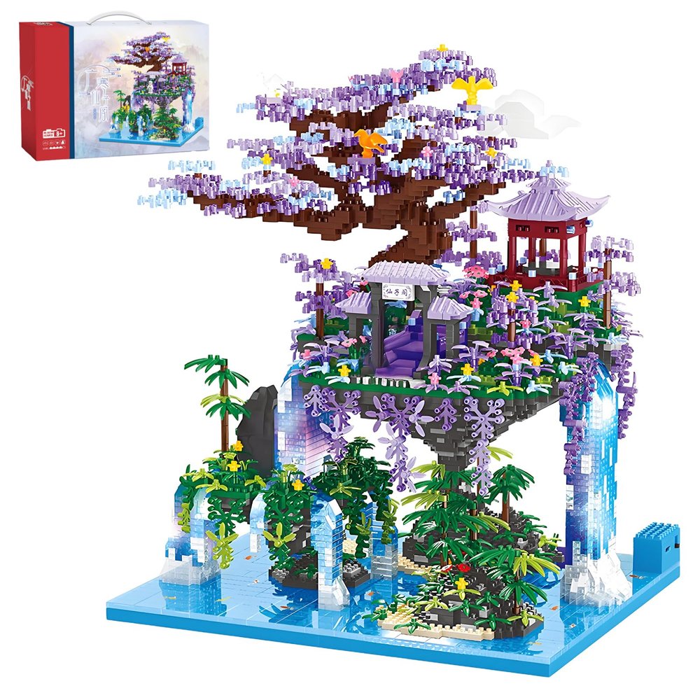 APENGBAOL Big Bonsai Cherry Blossom Tree Building Blocks Set,Chinese Architecture Micro Blocks Sets with LED Lights,4574PCS Tree House Building Kit with Box for Adults