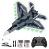 DEERC 2CH F22 Raptor RC Plane wiht Lights,Remote Control Airplane Fighter Toys,2.4GHz 6-axis Gyro Stabilizer RTF Glider Aircraft Jet Plane with 2 Batteries,Easy to Fly for Boys Adults view 1