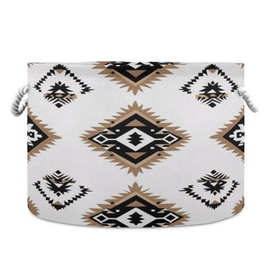 Takiito Tribal Pattern Storage Basket for Organizing, Fabric Collapsible Basket with Cotton Rope Handle for Bathroom Laundry Nursery