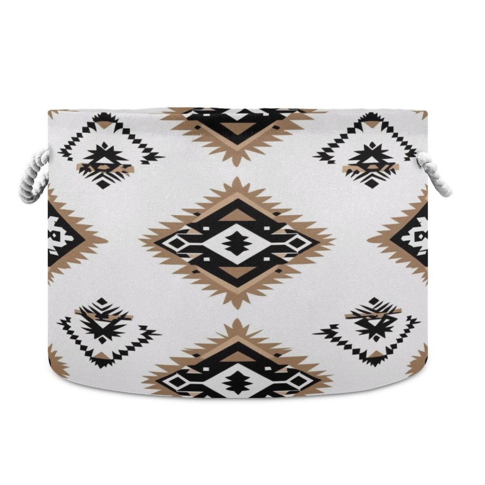 Takiito Tribal Pattern Storage Basket for Organizing, Fabric Collapsible Basket with Cotton Rope Handle for Bathroom Laundry Nursery