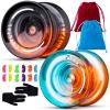 MAGICYOYO K2 Responsive Yoyo for Kids 8-12 , Professional Finger Spin Yoyo for Adualts, Beginners Yo-Yo with 2 Yo yo Gloves, 2 Bags12 Yo yo Strings (Crystal Black Orange + Blue Orange) view 1