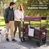 MOMFANN Stroller Wagon for 2 Kids, Baby Wagon Stroller with Adjustable Handle for Infants and Toddlers with Canopy & Organizer, Foldable and Convenient for Storage, Purple view 2