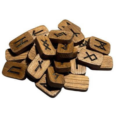 CRAFTERIAN Handcrafted Wooden Rune Set  25 Norse Viking Elder Futhark Runes with Cotton Bag  Divination, Witchcraft, and Meditation Tool