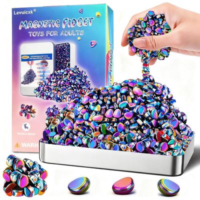 580PCS Magnetic Fidget Toys for Adults  Magnet Fidget, Magnetic Balls, Beads, Rocks & Ferrite Putty  Stress Relief Kit for ADHD, Anxiety & Autism, Desk & Office Sensory Toys, Colorful Adult Gifts