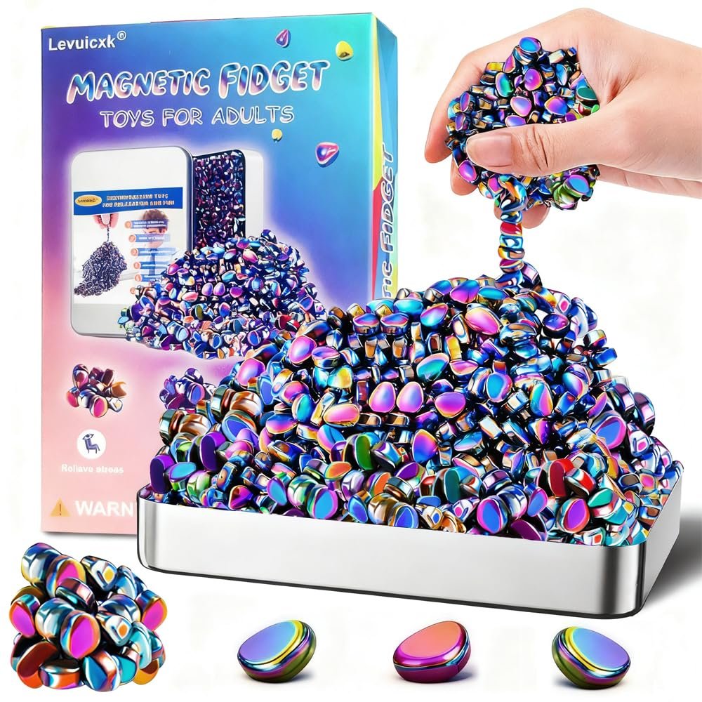 580PCS Magnetic Fidget Toys for Adults  Magnet Fidget, Magnetic Balls, Beads, Rocks & Ferrite Putty  Stress Relief Kit for ADHD, Anxiety & Autism, Desk & Office Sensory Toys, Colorful Adult Gifts