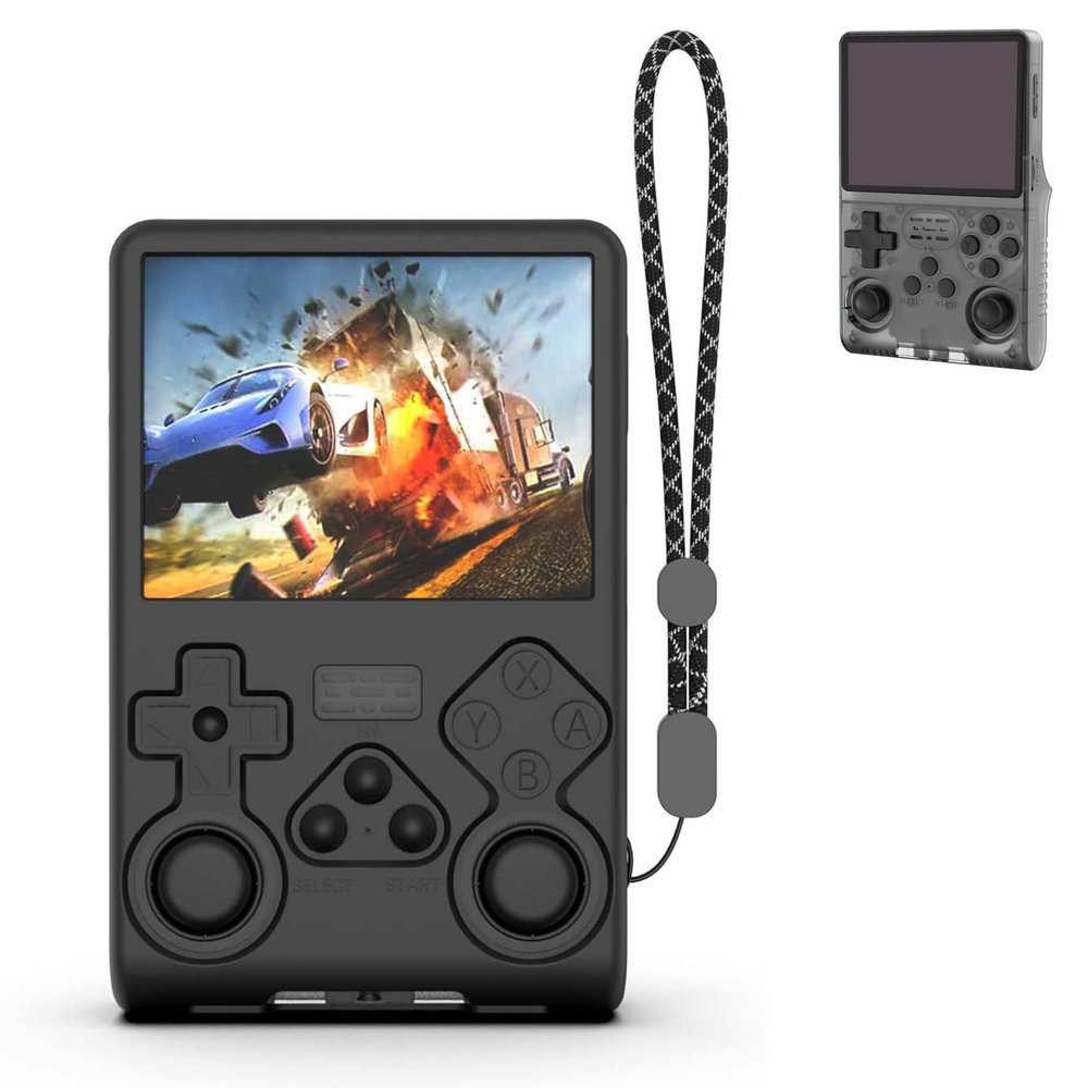FIOPAZ for R40SPRO Silicone Case, Soft Protective Cvoer for 30000 in 1 R40S Pro Handheld Game Console, Compatible with Palm Games R40s Pro Accessories, Anti-Scratch Washable with Lanyard (Black)