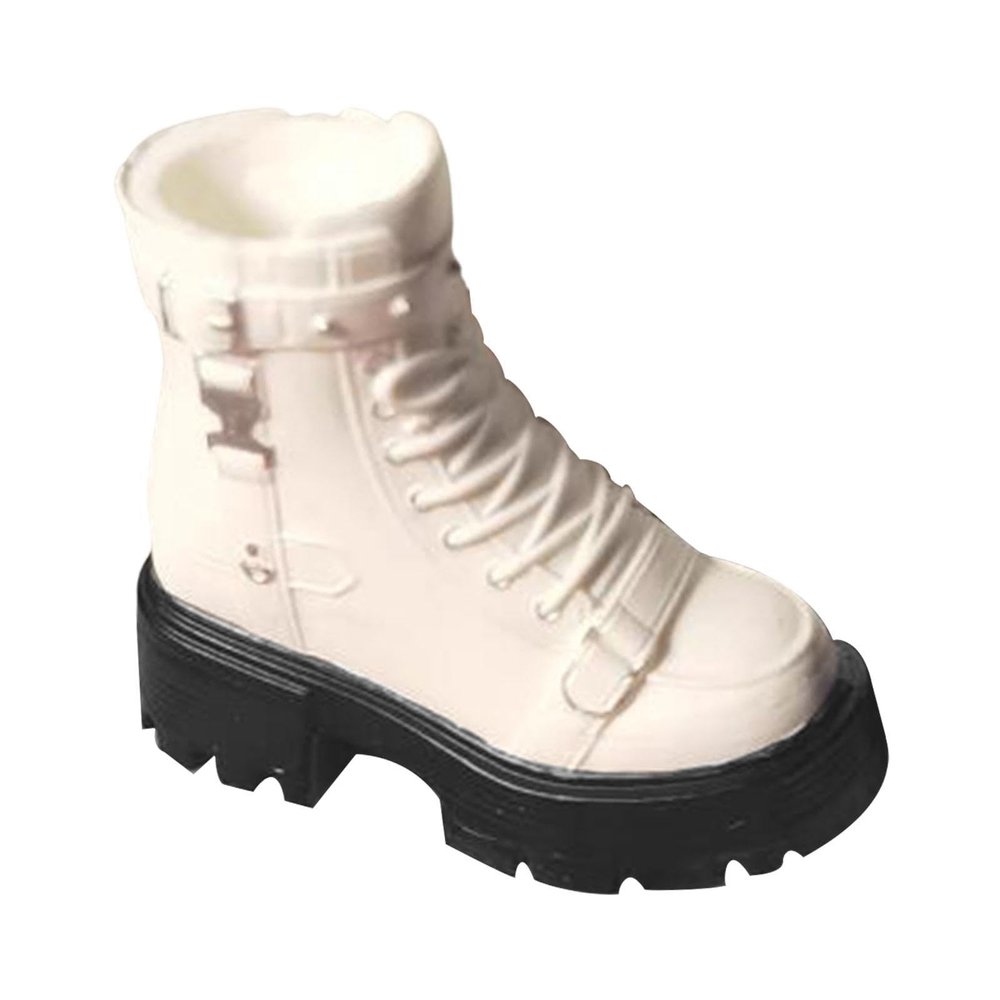 1/6 Action Figures Short Boots Costume Accessories for 30cm Doll 12 inch Female Doll Studded Boots Ball Jointed Doll Shoes, White
