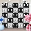 Black and Silver Square Foil Balloons 25 Pcs Metallic Black and Silver Balloons Wall Backdrop for New Year Graduation Birthday Bridal Shower Party Arch Backdrop Decorations view 1