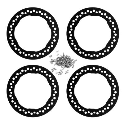 4pcs 1.9 Inch Wheel Outer Beadlock Rings Aluminum Alloy Replacement Wheel Beadlock Rings 1/10 RC Car Axial SCX10 90046 RC Car (Black)