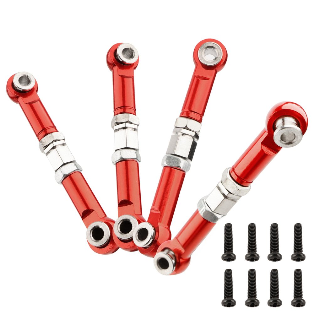 GDOOL 2 Pairs Upgrade Steering Linkage 16431 Adjustable Pull Rod Linkages Arm Tie Rod,Replacement Spare Parts for H16BM H16PL H16DR H14BM 14210 JC14EP HP474 HP141S RC Trucks (Red)