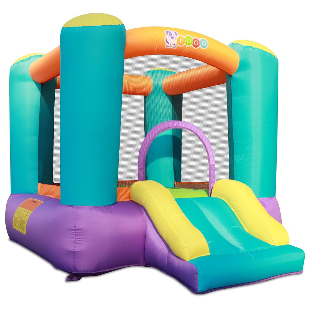 Backyard Kids Inflatable Bounce House with Slide, Bouncy Jump Castle, Indoor and Outdoor Jumping Bouncer, for Ages 3-10, Toddlers and Small Children, with Blower, 8.2' x 6.6' x 5.5'