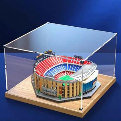 Dustproof Acrylic Display Box Compatible with Lego10284 Ballpark Model Display Case, Dustproof Box, Storage Box, Display Box (Only Display Box) (Golden Statue Wood Color)