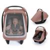 Blissful Diary Baby Car Seat Cover, Extra Large Mesh Window, Breathable Muslin Cotton, Infant Windproof Canopy-Dusty Pink view 1