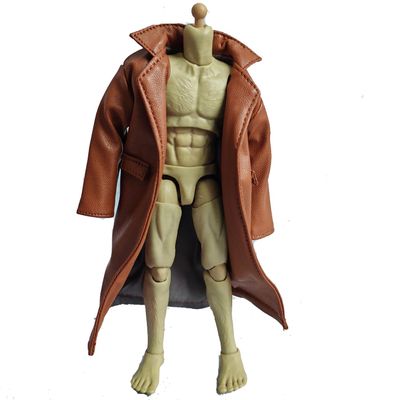 1/12 Scale Clothes Wired Faux Leather Windbreak Coat for 1:12 6inch Action Figure Doll (Brown)