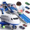 Airplane Toy Race Track Kids Toys, Foldable 4 Layer Toddler Car Track Playset, Toy Plane Transport Car Carrier & 6 Race Cars, Toddlers Toys Birthday Xmas Gifts for Age 3 4 5 6+ Years Old Boys Girls view 1