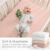 100% Organic Cotton Muslin Baby Fitted Crib Sheets 2 Pack 52x28 Inches Cream&Muted Pink, Ultra Breathable and Soft Sheet Fits Standard Crib Mattress Sheet Neutral Toddler Bedding for Baby Boys Girls view 2