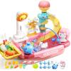 CUTE STONE Play Kitchen Sink with Running Water, Toddler Play Sink for Kids, Toy Sink with Electric Faucet, Fishing Game, Pretend Dishwasher, Water Table Toys & Kitchen Accessories for Girls view 1