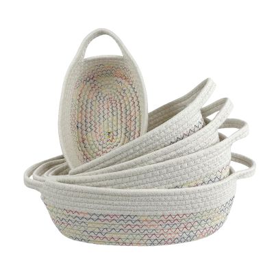 5-Piece Woven Rope Storage Basket Set - Sturdy Cotton Organizer Bins for Shelves, Pantry, Bathroom, Nursery & Bedroom Decor (MUTIL)
